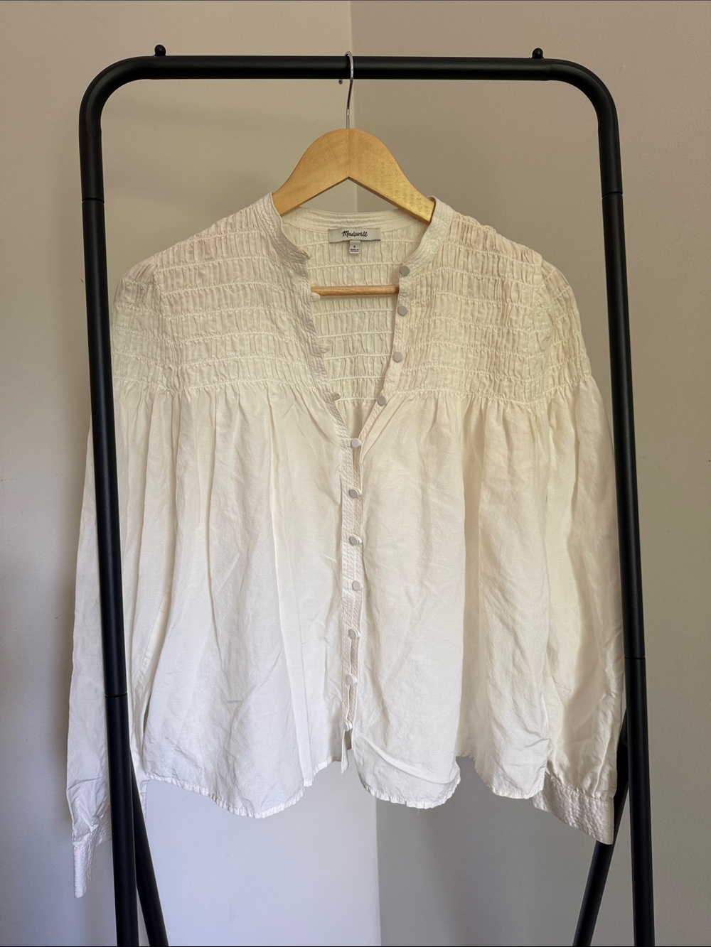 Madewell Smocked Button-Front Women's Blouse